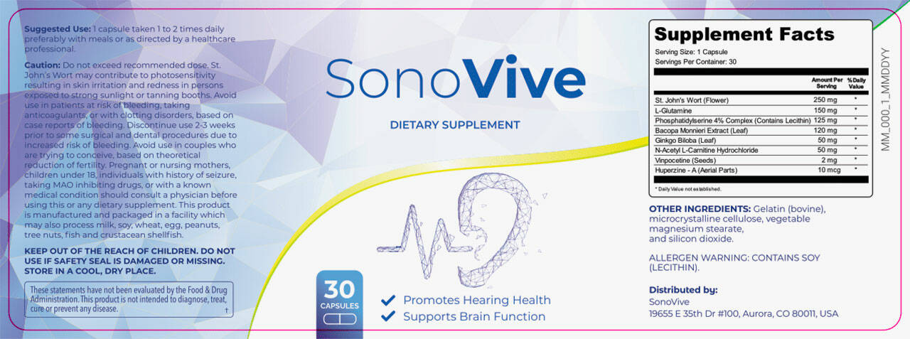 SonoVive hearing health supplement Facts